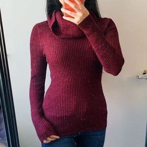 wine red cowl neck sweater